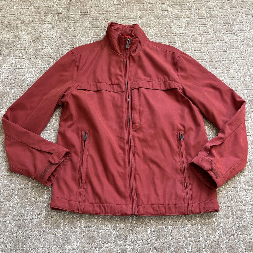 Marc New York Nylon Jacket Mens Small Burnt Red Full Zip Classic Outdoor Pockets